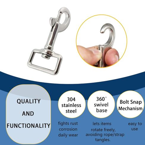 2.9 Inch Swivel Eye Snap Hook Bolt Snap 304 Stainless Steel Single Ended Heavy Duty Trigger Chain Clip for Boat Ropes and Cages, Camera Strap, Flag Pole Rope, Dog Leash 2pcs in Kuwait