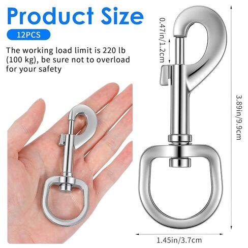 12 Pcs Swivel Snap Hooks for Dog Leash Heavy Duty 3.9 Inch Flag Clasp Single Ended Clip Hooks Multipurpose Bolt Snap for Keychain Camera Strap Linking Pet Leash in Saudi Arabia