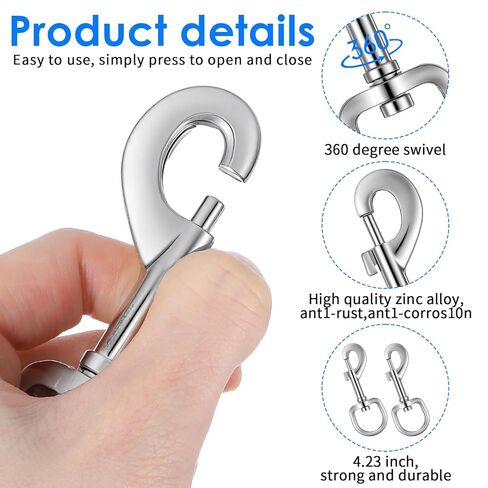 12 Pcs Swivel Snap Hooks for Dog Leash Heavy Duty 3.9 Inch Flag Clasp Single Ended Clip Hooks Multipurpose Bolt Snap for Keychain Camera Strap Linking Pet Leash in Saudi Arabia
