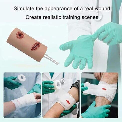 Wound Packing Trainer, Simulates Wound Kit, Realistic Appearance Design and Simulate Human Skin First Aid Training, Adjustable Wearable Design and Reusability, for Military First Aid, School in Kuwait