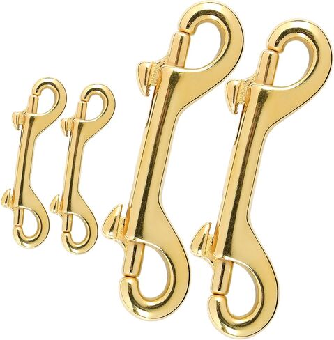 Solid Brass Diving Clips 4-Pack - Marine Grade Double-Ended Snap Hooks for Scuba Gear, Dog Leashes, Bags, Keychains - Heavy Duty Spring Loaded (2 Large 5" + 2 Small 3.5") in Kuwait