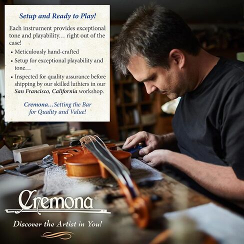 Cremona SV-500 1/4 Artist Violin Bundle – Setup and Ready to Play with Lightweight Case and Accessories Included – Select Solid Tonewoods and Ebony Fittings for Exceptional Tone and Playability in Kuwait