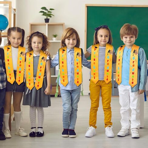 2 Pieces Yellow Kindergarten Graduation Stole 2025 Kids Graduation Sash Grad Classroom Party Favors Class of 2025 Graduate Gift in Kuwait