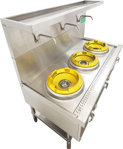 Commercial Gas Wok Stove Chinese Wok Range Burner Heavy-duty Liquefied and Natural Gas Stove Cooker 13" Stainless Steel Construction 85300BTU 110V in Kuwait