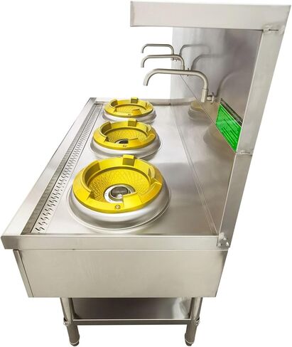 Commercial Gas Wok Stove Chinese Wok Range Burner Heavy-duty Liquefied and Natural Gas Stove Cooker 13" Stainless Steel Construction 85300BTU 110V in Kuwait