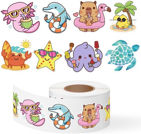 500Pcs Winter Animal Stickers Roll Cartoon Arctic Polar Bear Penguin Self Adhesive Labels Teacher Reward Scrapbooking Envelope Seals Christmas Holiday DIY Crafts Party Favors for Students in Kuwait