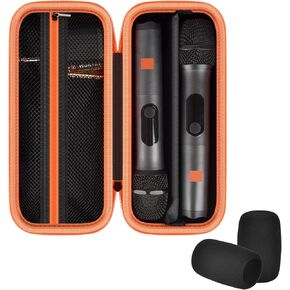 Wireless Microphone Case for JBL/for JBL PartyBox Two Microphone, Dual Mic Bag with Divider, 2 Foam Windscreens, Holds Receiver & AA Batteries for Karaoke/Singing/Parties (Box Only) in Kuwait