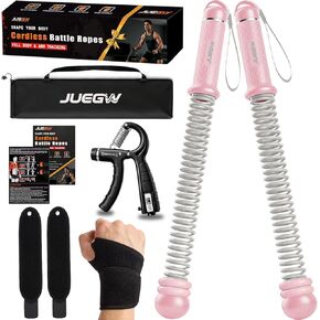 Cordless Battle Ropes for Home Workout – Ropeless HIIT & Strength Training Kit with Hand Gripper & Wrist Wraps – Portable Full Body Fitness Equipment for Small Spaces in Kuwait