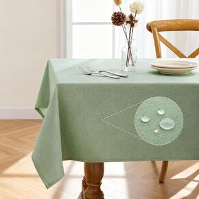 Pureegg Rectangle Linen Tablecloth Waterproof & Stain Resistant, Wrinkle-Free Table Cloth Adds Elegance and Protection, Ideal for Dining, Party, Wedding and Outdoor, 52 x 70 Inch, Sage Green in Kuwait
