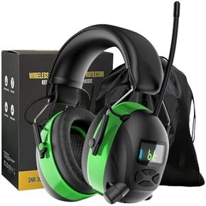 Bluetooth 6.0 AM/FM Hearing Protection, Radio Headphones with Digital Display, 30 SNR Noise Reduction Safety Earmuffs with Rechargeable 2000 mAh Large Battery, Ear Protector for Mowing Lawn Work in Saudi Arabia
