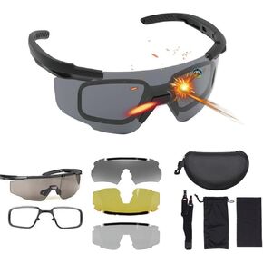 النظارات الشمسية العسكرية الباليستية التكتيكية عالية التأثير المقاومة للرماية نظارات Airsoft Goggle مع 3 عدسات بديلة ونظارات طبية in Kuwait
