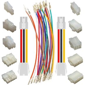 Mini-Fit Jr 4.2 Pre-Crimped Male Female Extension Cable Compatible with Molex 4.2mm, 20AWG UL1007 PVC Cable 10 Colors, 25cm with Dual Row 1/2/3/4/5/6Pin Connector (TC-MX4.2-D-MF-25cm) in Kuwait