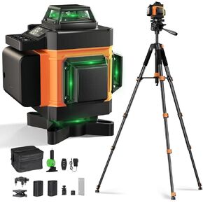 Lusweimi Laser Level with 72'' Tripod, 16-Line 4x360° Self Leveling Green Laser Level with Remote, 2 Batteries and Carry Bag for Construction, Floor Tiling and Home Renovation in Kuwait