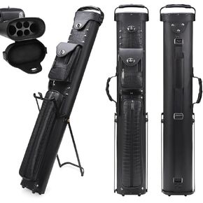 2x4 Pool Cue Case with Stand, Faux Leather Billiard Cue Stick Case Premium Hard Pool Stick Cases with Rivet Decor, Accessories Pocket and Shoulder Straps, Holds 2 Butts and 4 Shafts in Kuwait