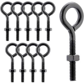 Wright Products Eye Bolt, 10-Pack, 2.6 inch x .25 inch, Heavy-Duty, Weather-Resistant for Outdoor & Indoor Use - Multipurpose Eye Bolt for Hanging Plants, Decorations, DIY Projects, Matte Black in Kuwait