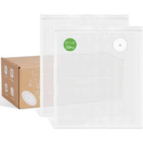 30 كيسًا لحفظ الطعام قابل لإعادة الاستخدام من سينتوس، أكياس كبيرة بسحاب لتخزين الطعام مقاس 30.48 سم × 33.02 سم مع صمام هواء مانع للتسرب وخالي من البيسفينول أ، يحافظ على نضارة الطعام، متوافق مع مانعات التسرب المضغوطة in Kuwait