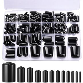 HNYYZL 184Pcs Black Round Vinyl Rubber End Caps - Durable Bolt & Screw Covers (2/25" to 4/5") for Protection and Aesthetics in Kuwait