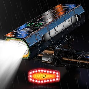 2025 أضواء دراجة ساطعة لركوب الليل 9500 لومن، مصباح أمامي للدراجة، دراجة قابلة لإعادة الشحن عبر USB 3 مصابيح LED - 17 وضعية وقت التشغيل 52+ ساعة، ضوء خلفي لركوب الدراجات على الطرق الجبلية، IPX6 مقاوم للماء in Kuwait