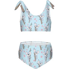 Wusikd Koalas Girls Swimsuits Two Piece Palm Leaves Swimwear Bikini Set for for Girls Size 9-10 in Kuwait