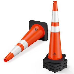RoadHero 5 Pack 36 Inch Large Traffic Cones with Heavy Black Base, Orange Safety Cone with Reflective Collar for Parking Lot, Construction Work, Road Safety in Kuwait