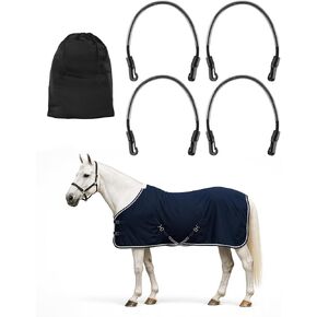 4 قطع من أحزمة ساق بطانية الحصان وحزام ذيل مرن قابل للتعديل، وحزام ذيل سجادة الحصان المطاطي مع مشابك مزدوجة الأطراف in Kuwait