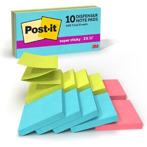 Post-it Super Sticky Dispenser Pop-up Notes, 10 Sticky Note Pads, 3 x 3 in., 2X the Sticking Power, School Supplies and Oﬃce Products, Use with Post-it Note Dispensers, Supernova Neons Collection in Kuwait