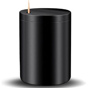 Stainless Steel Toothpick Holder Dispenser - One-at-a-Time Hygienic Design, Holds 1000+ Picks, Dishwasher Safe & Fingerprint-Resistant Finish(With 540 Pieces Bamboo Round Toothpicks) -Black in Kuwait