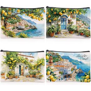 Amalfi Coast Souvenir Makeup Bags - Italy Travel Gifts Lemon Themed Party Gifts Accessories Amalfi Coast Boho Cosmetic Bags for Women Bachelorette Besties Bridesmaid in Kuwait