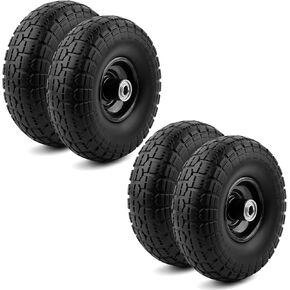 10-Inch Flat-Free Tires – 4-Pack Solid Rubber Wheels – Universal Replacement for Hand Trucks, Carts, Dollies – Never Go Flat – 5/8" Bore, 2.25" Hub Width (RED) in Saudi Arabia
