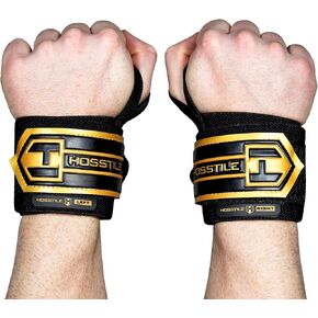 HOSSTILE Heavy Duty Wrist Support Wraps (Pair) – 18" Firm Joint Support, Durable Elastic, Extra-Strong Thumb Loop, Adjustable Hook and Loop Fastener, Powerlifting, Bodybuilding, Crossfit in Kuwait