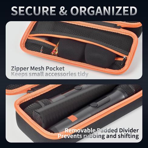 Wireless Microphone Case for JBL/for JBL PartyBox Two Microphone, Dual Mic Bag with Divider, 2 Foam Windscreens, Holds Receiver & AA Batteries for Karaoke/Singing/Parties (Box Only) in Kuwait
