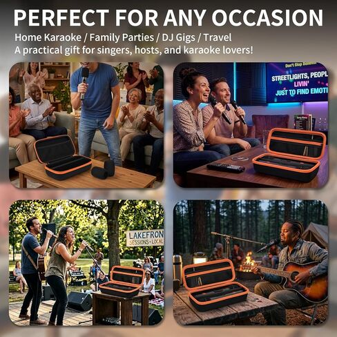 Wireless Microphone Case for JBL/for JBL PartyBox Two Microphone, Dual Mic Bag with Divider, 2 Foam Windscreens, Holds Receiver & AA Batteries for Karaoke/Singing/Parties (Box Only) in Kuwait