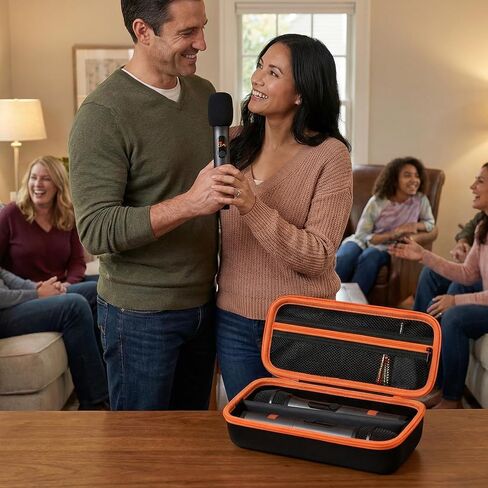 Wireless Microphone Case for JBL/for JBL PartyBox Two Microphone, Dual Mic Bag with Divider, 2 Foam Windscreens, Holds Receiver & AA Batteries for Karaoke/Singing/Parties (Box Only) in Kuwait