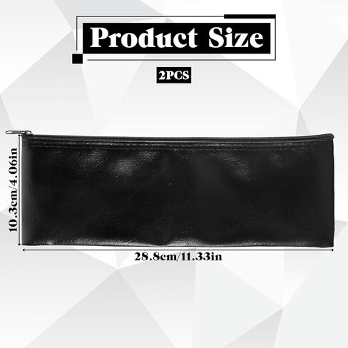 2 Pcs Microphone Bag, 11.33" x 4.06" PU Leather Black Microphone Case With Zipper Shockproof Mic Storage Pouch for Wired Wireless Microphone in Saudi Arabia