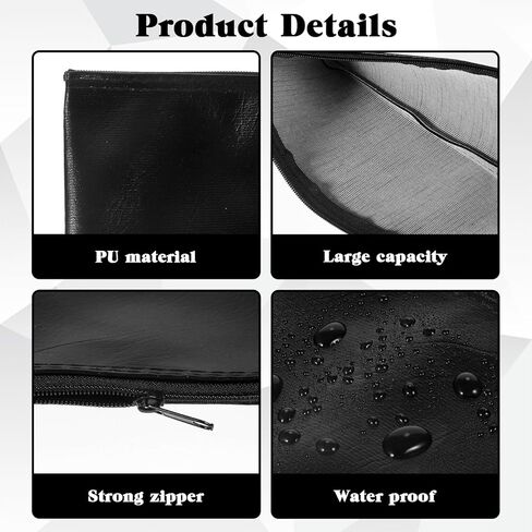 2 Pcs Microphone Bag, 11.33" x 4.06" PU Leather Black Microphone Case With Zipper Shockproof Mic Storage Pouch for Wired Wireless Microphone in Saudi Arabia