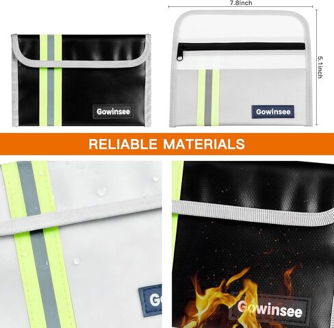 2-Pack Fireproof Bag for Documents & Money | 8x5" Waterproof & Fire Resistant Safe Pouch with Silicone Coating for Valuables in Saudi Arabia