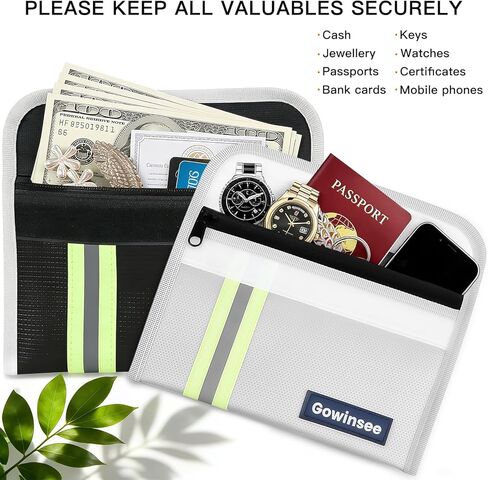 2-Pack Fireproof Bag for Documents & Money | 8x5" Waterproof & Fire Resistant Safe Pouch with Silicone Coating for Valuables in Saudi Arabia