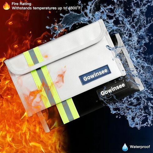2-Pack Fireproof Bag for Documents & Money | 8x5" Waterproof & Fire Resistant Safe Pouch with Silicone Coating for Valuables in Saudi Arabia
