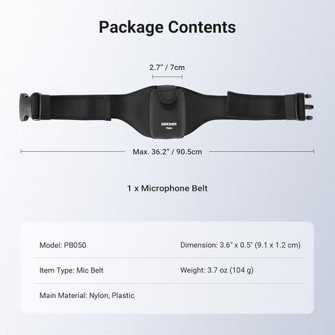 NEEWER Adjustable Mic Belt, Microphone Box Holder Carrier Pocket Pouch Bag with Flip Cover & Hook and Loop Fastener for Fitness Instructors, Theater Artists, Lecturers, Speakers, etc., PB050 in Kuwait