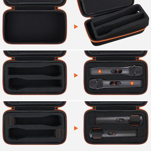 Canboc Microphone Case for JBL Wireless Two Microphone System/JBL PartyBox Wireless Mic with Dual-Channel Receiver, Mesh Pocket fit Receiver, Batteries, Cable and Adapter, Black (Case Only) in Saudi Arabia