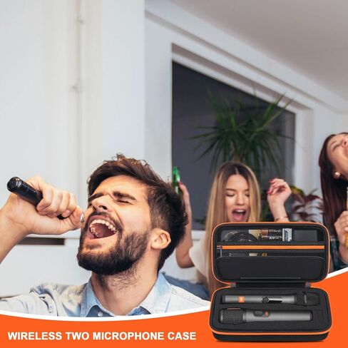 Canboc Microphone Case for JBL Wireless Two Microphone System/JBL PartyBox Wireless Mic with Dual-Channel Receiver, Mesh Pocket fit Receiver, Batteries, Cable and Adapter, Black (Case Only) in Saudi Arabia