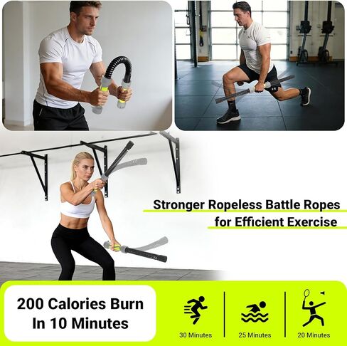 حبال معركة لاسلكية مرجحة، 2 في 1 حبال معركة محمولة بدون حبال لصالة الألعاب الرياضية المنزلية، حبال تمرين لـ HIIT، تدريبات هوائية قوية ومنخفضة التأثير، معدات تمارين متعددة الاستخدامات للرجال والنساء in Kuwait