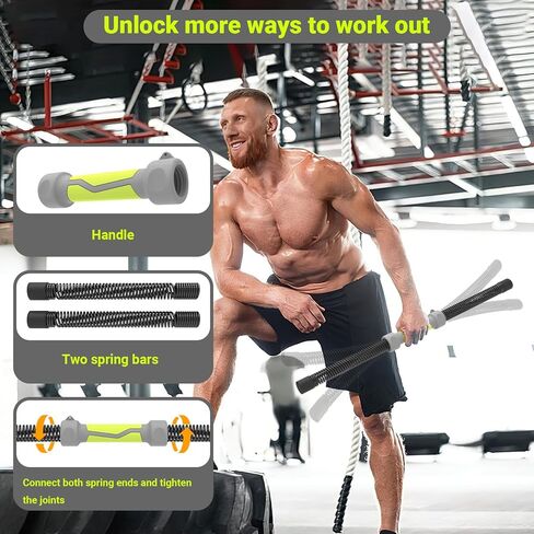 حبال معركة لاسلكية مرجحة، 2 في 1 حبال معركة محمولة بدون حبال لصالة الألعاب الرياضية المنزلية، حبال تمرين لـ HIIT، تدريبات هوائية قوية ومنخفضة التأثير، معدات تمارين متعددة الاستخدامات للرجال والنساء in Kuwait