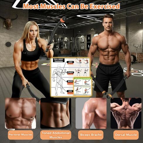 Ropeless Battle Ropes, Portable Cordless Battle Ropes with Sliding Weight Rings for Customizable Intensity, Home Training Kit with Storage Bag, Spring Stick for HIIT Strength & Muscle Training in Kuwait