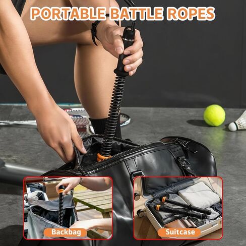 Ropeless Battle Ropes, Portable Cordless Battle Ropes with Sliding Weight Rings for Customizable Intensity, Home Training Kit with Storage Bag, Spring Stick for HIIT Strength & Muscle Training in Kuwait