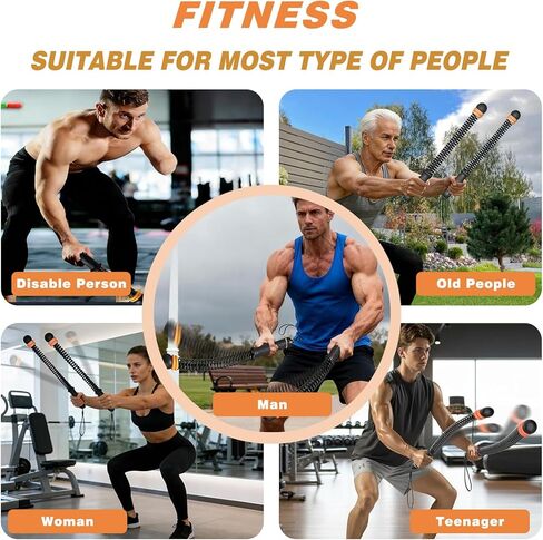 Ropeless Battle Ropes, Portable Cordless Battle Ropes with Sliding Weight Rings for Customizable Intensity, Home Training Kit with Storage Bag, Spring Stick for HIIT Strength & Muscle Training in Kuwait