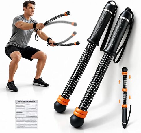 Weighted Ropeless Battle Ropes, Adjustable Cordless Resistance Training Rope, Portable Home Gym Fitness Equipment for HIIT, Cardio & Strength Training, Low Noise Workout for Men and Women in Kuwait