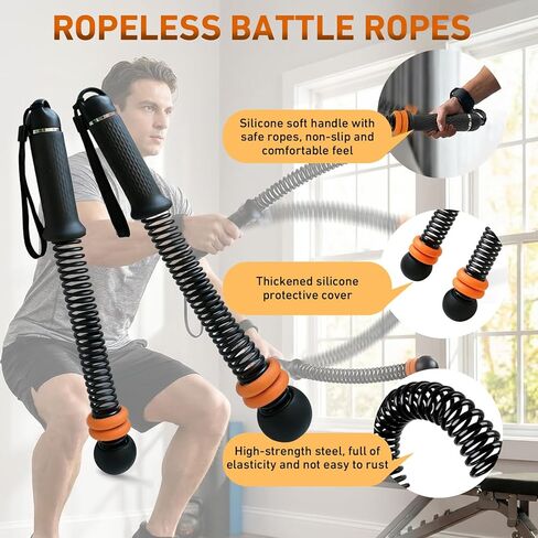 Weighted Ropeless Battle Ropes, Adjustable Cordless Resistance Training Rope, Portable Home Gym Fitness Equipment for HIIT, Cardio & Strength Training, Low Noise Workout for Men and Women in Kuwait