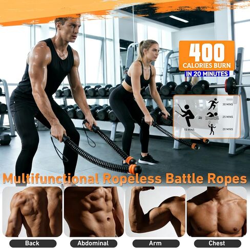 Weighted Ropeless Battle Ropes, Adjustable Cordless Resistance Training Rope, Portable Home Gym Fitness Equipment for HIIT, Cardio & Strength Training, Low Noise Workout for Men and Women in Kuwait