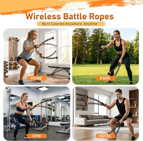 Weighted Ropeless Battle Ropes, Adjustable Cordless Resistance Training Rope, Portable Home Gym Fitness Equipment for HIIT, Cardio & Strength Training, Low Noise Workout for Men and Women in Kuwait